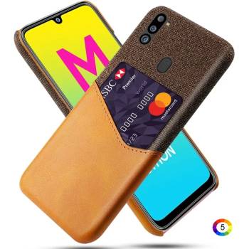 Samsung Galaxy M21 2021 Удароустойчив Cloth Texture Кожен Калъф и Протектор