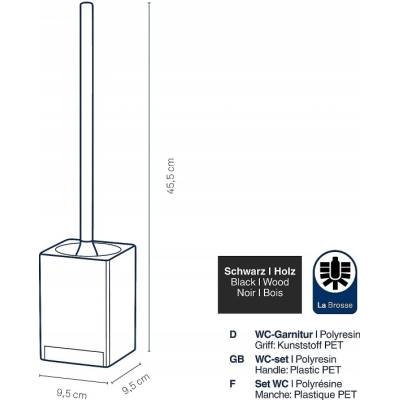 Kela 23690 Toaletní štětka s držákem Černá Poly pryskyřice