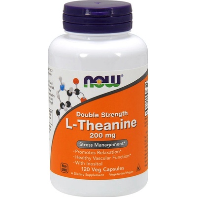 NOW Foods L-Theanine s Inositolem Double Strength 200 mg 120 rastlinných kapsúl