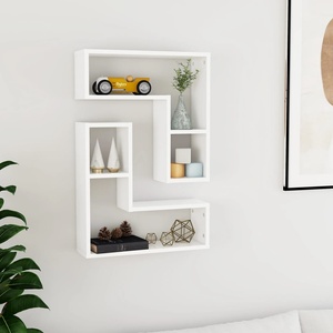 vidaXL Стенни рафтове, 2 бр, бели, 50x15x50 см, инженерно дърво (807214)