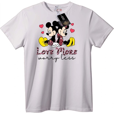 NOONEBRAND Тениска Mickey & Minnie Повече любов - M, White