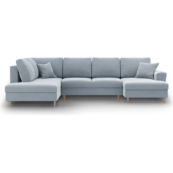 Cosmopolitan Design Светлосин кадифен разтегателен ъглов диван с място за съхранение (ляв ъгъл/U форма) Kyoto - Cosmopolitan Design (COS_ULF_2_F2_KYOTO3)