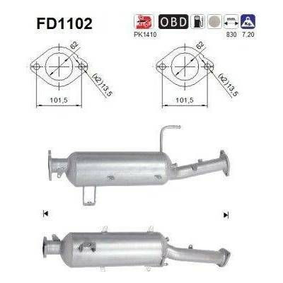 Filtr sazových částic, výfukový systém AS FD1102