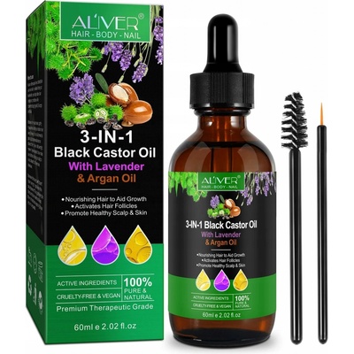 Aliver 3 IN 1 Black Castor Oil with Lavender & Argan Oil na vlasy 60 ml