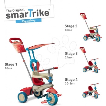 Smart Trike 6700400 VANILLA TouchSteering 4v1 s tlmičom a slnečníkom modro červená