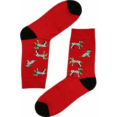 Dalmatians pánske vianočné ponožky červená