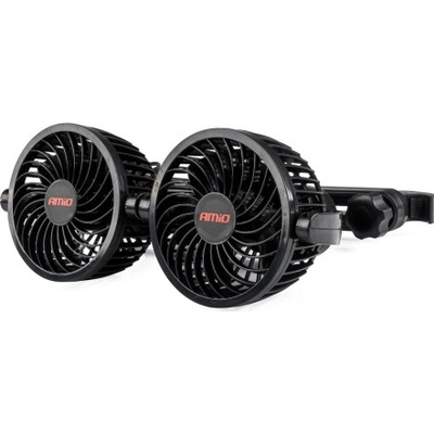 AMIO Ventilátor do auta pre opierku hlavy s USB nabíjačkou 2x4" 12V