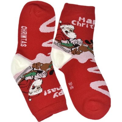CoolSanta Detské vianočné bavlnené ponožky červené