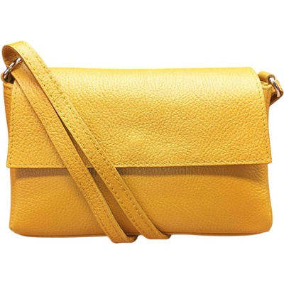 Vera Pelle kožená dámská crossbody s klopou hořčicová 1533 D36 horcice