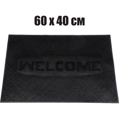 60 х 40 см черна гумена изтривалка с надпис welcome (011547)