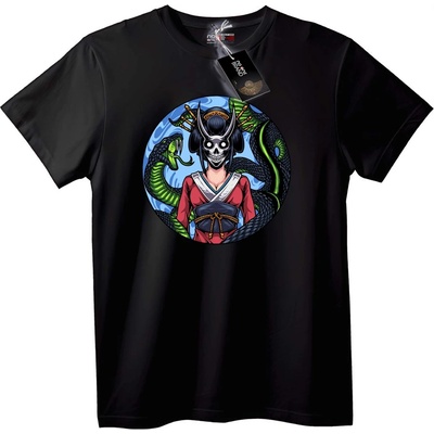 NOONEBRAND Тениска Геиша Череп със Змия - 2XL, Black