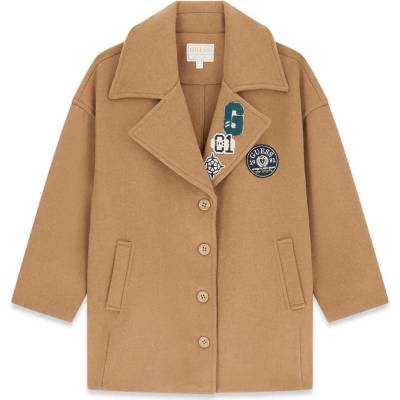 GUESS Вълнено палто за момиче в бежов цвят с бродерии Guess(Top Model 2026)