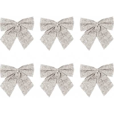 Party Vánoční třpytivé mašle stříbrné - 8cm 6ks