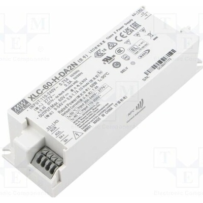 MEAN WELL XLC-60-H-DA2N Napájecí zdroj: spínaný; LED; DALI 2; 60W; 9÷54VDC; 900mA÷1,7A