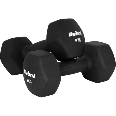 Rebel RBA-2330-9 Liatinové neoprénové HEX činky 2 x 9 kg