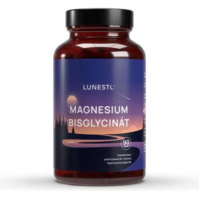 Lunesto Magnesium Bisglycinát, 650 mg, Hořčík 130 mg & Vitamín B6, 90 kapslí