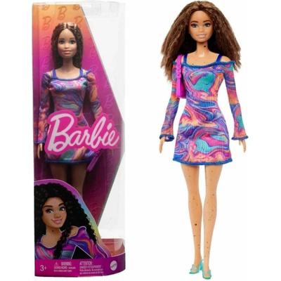 Barbie Modelka duhové marble šaty