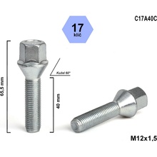 Kolový šroub M12x1,5x40 kužel, klíč 17, C17A40C, výška 65,5 mm