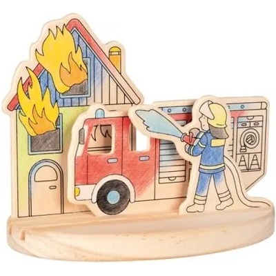 GOKI - Дървена 3D картина за оцветяване - Пожарна (58713)