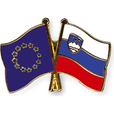 Odznak (pins) 22mm vlajka EU + Slovinsko - barevný