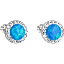 Pavona stříbrné pecky se syntetickým opálem a krystaly Preciosa modré kulaté 31317.1 Blue s. Opal