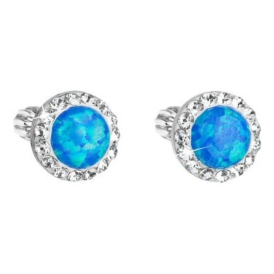 Pavona stříbrné pecky se syntetickým opálem a krystaly Preciosa modré kulaté 31317.1 Blue s. Opal