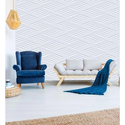 DIMEX ART Луксозна флизелинова тапета сиви хоризонтални вълни