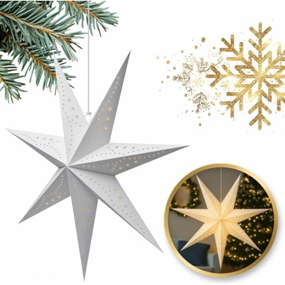 Textilomanie Vánoční papírová hvězda na zavěšení STARLET 35 cm, bílá – Hledejceny.cz