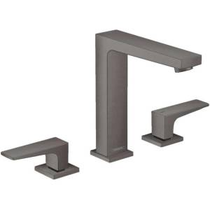 Hansgrohe Metropol - Смесител за умивалник с изпускателен клапан „Push-Open, монтаж с 3 отвора, матиран черен хром 32515340 (32515340)