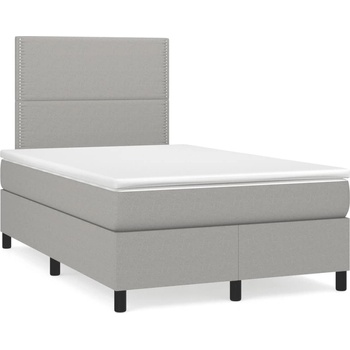 vidaXL Боксспринг легло с матрак, светлосиво, 120x190 см, плат (3269874)
