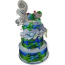 BabyDort třípatrový plenkový dort pro miminko zeleno modrý CLASSIC