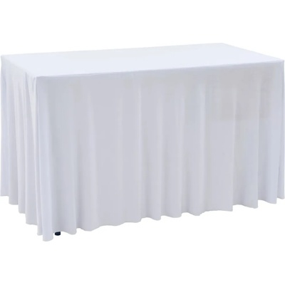 vidaXL 2 бр стреч покривки за маса с драперия, 120x60, 5x74 см, бели (133584)