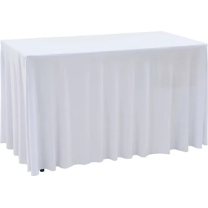 vidaXL 2 бр стреч покривки за маса с драперия, 120x60, 5x74 см, бели (133584)