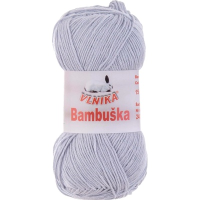 Pletací / háčkovací příze Vlnika BAMBUŠKA 15 světle šedá, klasická, bambusová, 50g/205m