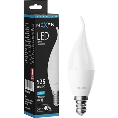 Mexen Nova LED крушка пламък E14, C37, 5W, Студена - 6500K, 525 lm - L106-E14-0565-01 (L106-E14-0565-01)
