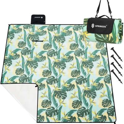 Springos Одеяло за пикник Springos® 200×200 см, водоустойчиво, полярно+алуминиево, зелено-жълто (PM052)