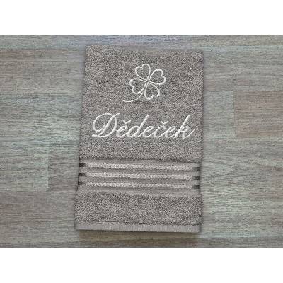 Povlečení Plus osuška dědeček se čtyřlístkem 70 x 140 linie tmavě šedá