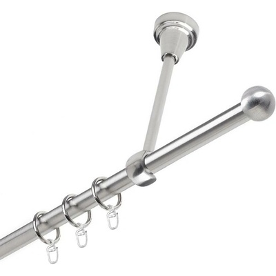 OK-GarnýžeCZ Garnýž kovová jednořadá 19mm Koule nerez 200 cm do stropu / kroužky s háčkem