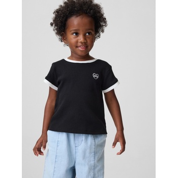 GAP Бебешка ръбеста тениска с лого GAP GAP | Cheren | Момичешки | 12-18 месеца