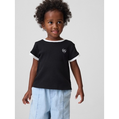 GAP Бебешка ръбеста тениска с лого GAP GAP | Cheren | Момичешки | 12-18 месеца