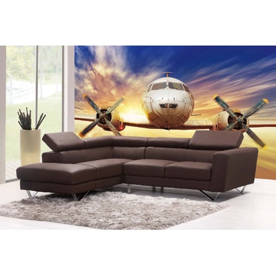 DIMEX ART Самозалепваща се флизелинова фототапета самолет при залез слънце 375 x 250 см