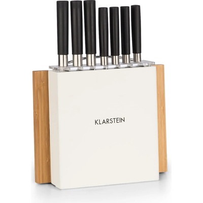 Klarstein Kitano Plus, комплект ножове, 9-части комплект, дървена стойка, банбусова дъска, бял (KG10-Kitano Plus) (KG10-Kitano Plus)