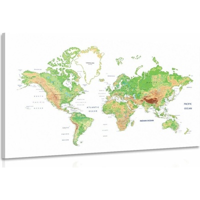 Obraz klasická mapa sveta s bielym pozadím