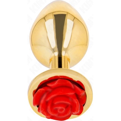 Метален анален плъг с червена роза, 8, 9см. - Kink Plug Rose Gold (D-242592)