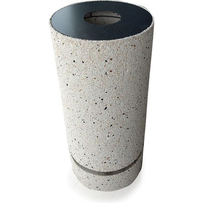 NIKA Бетонов парков кош за боклук 60 литра, бял с метален капак (2172)