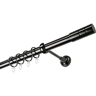 OK-GarnýžeCY Garnýž kovová jednořadá 25mm Cylinder onyx 290 cm do stěny / kroužky s háčkem