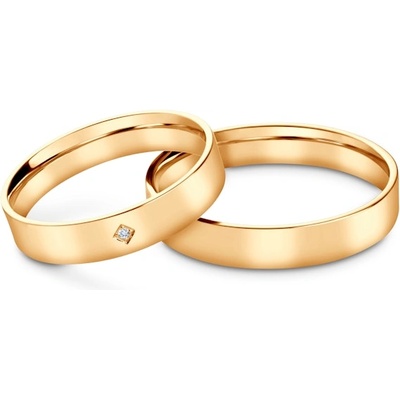 SAVICKI Сватбени халки: жълто злато, плоски, 4 мм