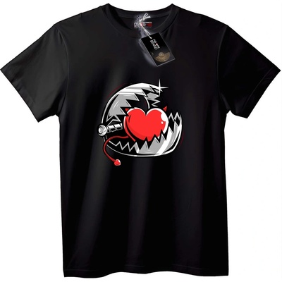 NOONEBRAND Тениска Сърдечен пулс на любовта - 2XL, Black