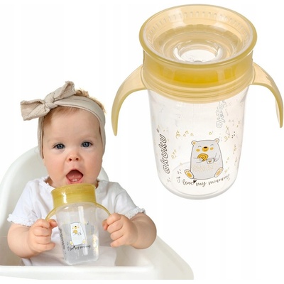 Akuku nevylévající hrneček s úchyty I love mum Mummy 240 ml transparentní/žlutá