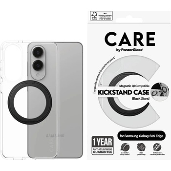 Panzer Гръб CARE by PanzerGlass за Samsung Galaxy S25 Edge Feature Black Kicks. + QI - Прозрачен